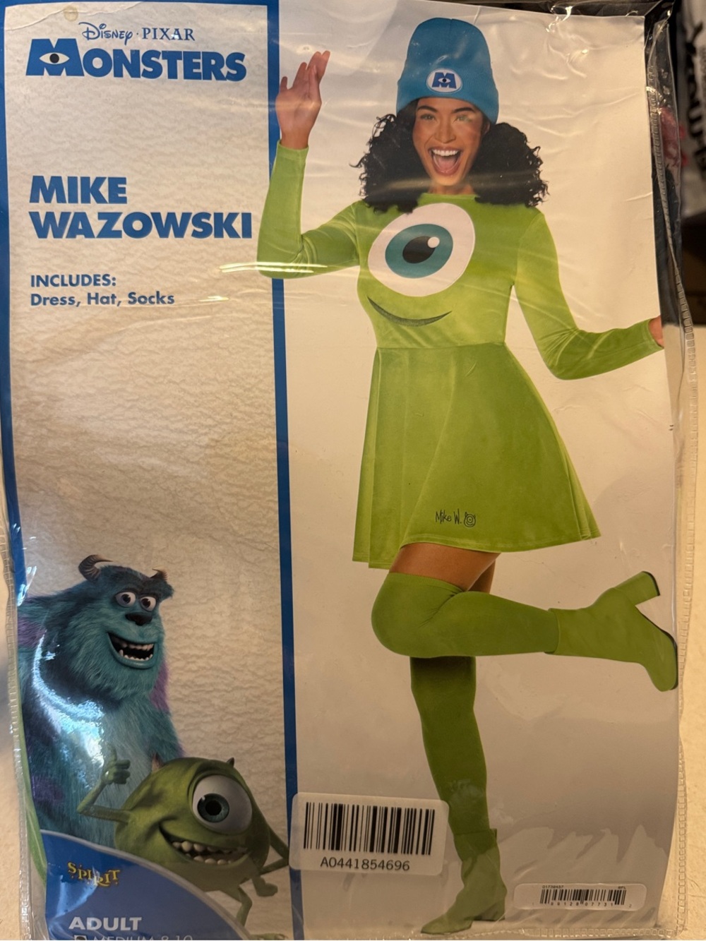 Disney Mike Wazowski Green Dress Costume with Beanie and Socks